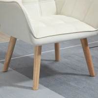 HOMCOM Butaca de Salón Moderna Tapizado en Terciopelo con Asiento Ancho Patas de Madera Sillón Relax para Sala de Estar Crema(m-9)