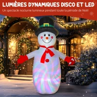 Outsunny Bonhomme de neige gonflable de Noël, 240 cm, décoration gonflables de Noël avec lumières LED, 177x78x240cm, multicolore(m-4)