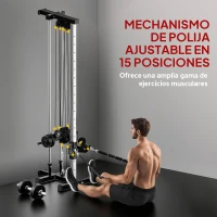 SPORTNOW Máquina Polea Alta y Baja de Pared de Doble Polea Ajustable en 15 Posiciones Multifunción Lat Pulldown para Gimnasio(m-7)