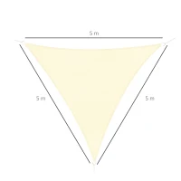 Outsunny Voile d'ombrage triangulaire toile ombrage UV protection pour terrasse jardin extérieur en HDPE 5 x 5 x 5 m crème(m-3)