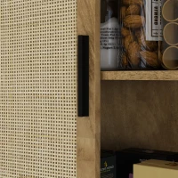 HOMCOM Alacena de Cocina con 4 Puertas de Ratán y Estantes Ajustables Estilo Bohemio Natural 80x33x162,6 cm(m-8)