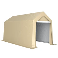 Outsunny Abri de jardin tente de stockage portable pour extérieur avec cadre en acier galvanisé et grande porte 2 x 3,6 m beige(m-11)