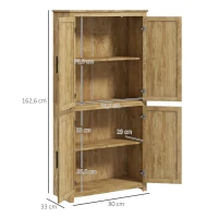 HOMCOM Alacena de Cocina con 4 Puertas de Ratán y Estantes Ajustables Estilo Bohemio Natural 80x33x162,6 cm(m-3)