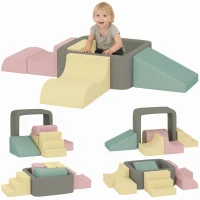 AIYAPLAY Juego de 7 Bloques de Espuma para Niños con Fundas de Pana Lavables para Escalar y Gatear Multicolor(m-10)