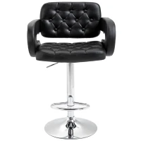 HOMCOM Tabouret de bar pivotant chaise de bar réglable en hauteur avec dossier repose-pieds et accoudoirs 61x50x94-114cm noir(m-1)