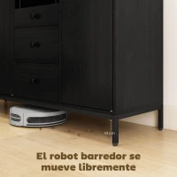 HOMCOM Aparador de 3 Puertas Aparador de Salón con 3 Cajones Estantes Ajustables para Cocina Entrada Negro 143,5x40x90 cm(m-7)