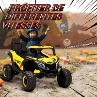 AIYAPLAY Voiture électrique enfants UTV 12 V, buggy électrique enfants avec télécommande, 96 x 61 x 56 cm, jaune(m-5)