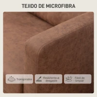 HOMCOM Sofá de 2 Plazas Tapizado en Microfibra con Patas de Madera Reposabrazos 130x78x85 cm Marrón(m-7)