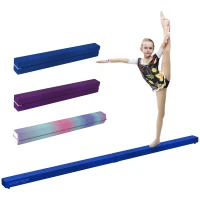 SPORTNOW Poutre gymnastique pliable 240 cm en velours, poutre d'équilibre avec fond antidérapant, pour enfants et adultes, bleu(m-10)