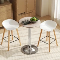 HOMCOM Mesa de Bar con Altura Ajustable Giratoria 360° Base Redonda Mesa Alta de Bar para Cocina Comedor Ø60x67-93 cm Natural(m-7)