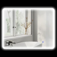 HOMCOM Miroir salle de bain LED bluetooth 70 x 90 cm interrupteur tactile lumière réglable 3 couleurs anti-buée mémoire argent(m-10)