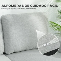 HOMCOM Sofá Cama Chaise Longue de 3 Plazas Chaise Longue Reversible Ambos Lados con Almacenaje con Fundas Removibles Gris(m-7)