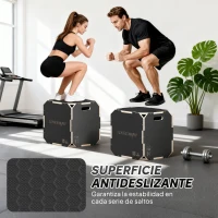 SPORTNOW Cajón Pliométrico de Madera 3 en 1 con 3 Alturas Diferentes Asas sin Esquinas Entrenamiento de Salto 51x47,5x40,5 cm(m-6)