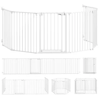 PawHut Barrera para Perros Plegable Valla para Mascotas de 6 Paneles Puerta con Cierre Doble para Escalera Pasillo Blanco(m-1)