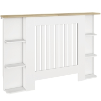 HOMCOM Cubre Radiadores con Estantes Cubreradiador de MDF Diseño Moderno de Listones para Salón Dormitorio 124x19x83 cm Blanco