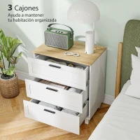 HOMCOM Cómoda Estrecha con 3 Cajones Cómoda Dormitorio con Patas de Madera para Salón Oficina 60x38x71 cm Blanco(m-4)