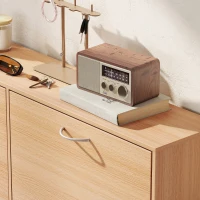 HOMCOM Zapatero Estrecho con 4 Puertas Estantes Ajustables para 16-24  Pares de Zapatos 120x24x81 cm Natural(m-9)