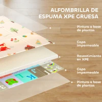 AIYAPLAY Alfombra Bebé Acolchada Plegable Reversible 176,5x148x1 cm Tapete de Actividades Bebé XPE Impermeable Multicolor(m-5)
