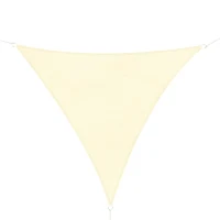 Outsunny Voile d'ombrage triangulaire toile ombrage UV protection pour terrasse jardin extérieur en HDPE 5 x 5 x 5 m crème(m-1)