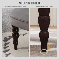 HOMCOM Velvet 2 Seater Sofa, Button Tufted Wingback Loveseat with Rubber Wood Legs for Living Room, Bedroom, Charcoal Grey(m-6)