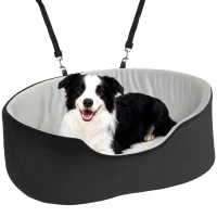 PawHut Asiento de Coche para Perros Pequeños y Medianos de hasta 15 kg con Funda Extraíble y Lavable Base Antideslizante Negro(m-9)