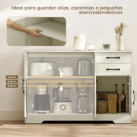 HOMCOM Aparador para Salón Moderno con 3 Puertas 2 Cajones Estante Ajustable para Comedor Entrada 120x38x79 cm Crema(m-4)