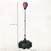 SPORTNOW Punching ball sur pied, sac de frappe sur pied base lesté 12 ventouses 48 x 48 x 147 -165 cm noir(m-3)