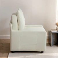 HOMCOM 1-Seat Convertible Chair Bed with Hidden Storage & Side Pockets, Wide Padded Seat, Cream(m-4)