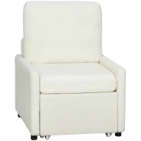 HOMCOM Sillón convertible 1 plaza con almacenamiento oculto — asiento ancho acolchado — 72 x 85,5 x 91 cm — crema(m-1)