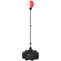 SPORTNOW Punching ball sur pied, sac de frappe sur pied base lesté 12 ventouses 48 x 48 x 147 -165 cm noir(m-11)
