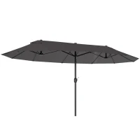 Outsunny 4.6m Garden Parasol Double-Sided Sun Umbrella Patio Market Shelter Canopy Shade Outdoor Grey(m-10)