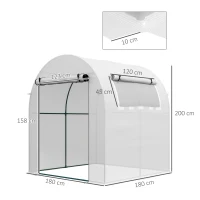 Outsunny Serra portatile con telaio in acciaio e copertura plastica 135 g/m², 1,8×1,8×2 m, Bianco(m-3)