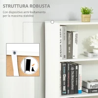 HOMCOM Libreria Moderna 4 Ripiani con Armadietto a 2 Ante in Legno, 59x29x180cm Bianca(m-5)