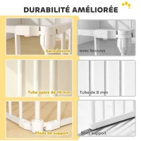 PawHut Barrière de sécurité en métal parc enclos pliable et modulable pour chien et enfant 8 panneaux 61 x 75 cm blanc(m-5)