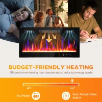 HOMCOM 36" Ultra-Slim Electric Fireplace, Wall Mounted and Recessed, 900W/1800W(m-6)