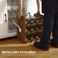 HOMCOM Aparador de Cocina Rústico con Estantes Ajustables y Botellero Mueble Auxiliar para Comedor, Salón 120x37x88 cm Blanco(m-5)