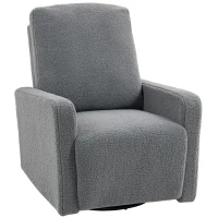 HOMCOM Poltrona Relax Reclinável Manual Poltrona Relax de Borreguito com Função de Baloiço 360° Reclinável até 135º 76x94x100 cm Cinza(m-1)