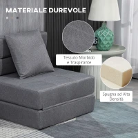 HOMCOM Poltrona Letto Singolo da Terra Pieghevole con Cuscino Incluso, 70x70x61 cm, Grigio(m-5)