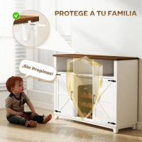 HOMCOM Aparador de Cocina Rústico con Estantes Ajustables y Botellero Mueble Auxiliar para Comedor, Salón 120x37x88 cm Blanco(m-8)