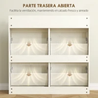 HOMCOM Zapatero Estrecho con 2 Cajones 4 Compartimentos Abatibles y Encimera 98x19,2x95,3 cm Blanco Veteado(m-7)