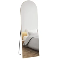HOMCOM Miroir en pleine longueur 50 x 150 cm miroir sur pied grand miroir mural sans cadre  pour salon, ton doré(m-10)