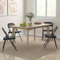HOMCOM Conjunto de 4 Cadeiras Dobráveis com Encosto e Estrutura de Aço para Sala de Estar escritório Estúdio 45x46x78 cm Preto(m-9)