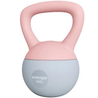 SPORTNOW Kettlebell de 6 kg Pesa Russa Preenchida de Areia Metálica e Alça Antiderrapante para Treino em Casa Ginásio 19x19x28 cm Rosa(m-11)
