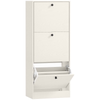 HOMCOM Zapatero con 3 Puertas Abatibles Estantes Ajustables y Diseño Compacto 47x28x115 cm Blanco Veteado