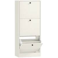 HOMCOM Zapatero con 3 Puertas Abatibles Estantes Ajustables y Diseño Compacto 47x28x115 cm Blanco Veteado(m-1)