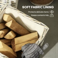 Outsunny Set of 3 Log Baskets for Wood Burner Indoor, Storage Basket with Lining and Rope Handles, Wicker Basket for Fireside Storage, Blankets, Beige(m-5)