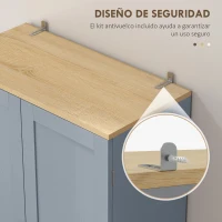 HOMCOM Alacena de Cocina Armario de Almacenaje Multifuncional con 4 Puertas y Estantes Ajustables 60x30x171 cm Gris(m-5)