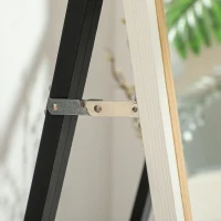 HOMCOM Miroir de sol pleine longueur miroir sur pied avec cadre en effet bois, montage sol, suspendu, appuyé, 157 x 37 cm blanc(m-8)