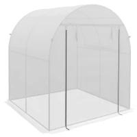 Outsunny Serra portatile con telaio in acciaio e copertura plastica 135 g/m², 1,8×1,8×2 m, Bianco(m-6)