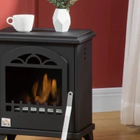 HOMCOM Free Standing Ethanol Fireplace, Bioethanol Heater Stove Fire with 0.9L Tank, 3 Hours Burning Time, Black(m-10)
